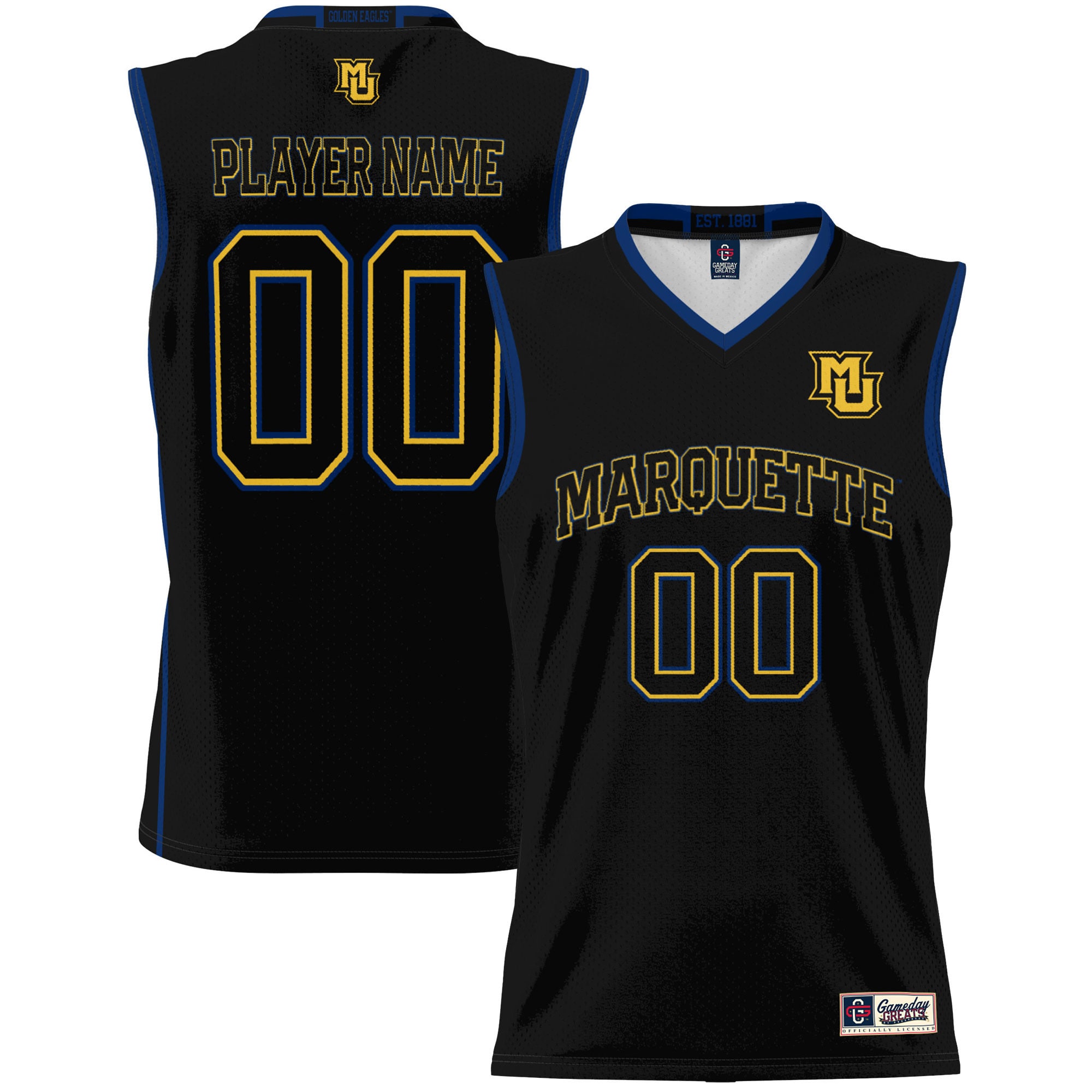 [NJP] Women's Marquette Golden Eagles GameDay Greats NIL Pick-A-Player Lightweight Women's Basketball Jersey - Black