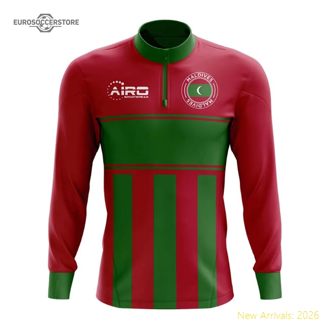 Maldives Concept Football Half Zip Midlayer Top (red-green)