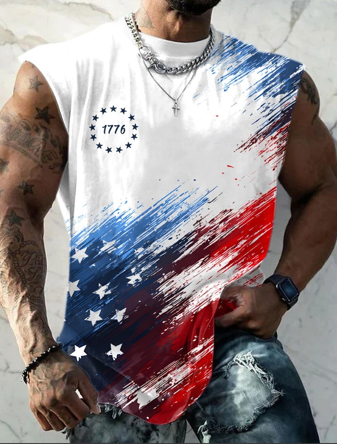 4th of July 2026 250th Memorial Day Men's Patriotic Designer Patriot US Flag T-Shirt