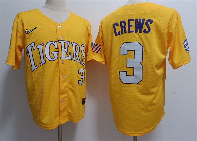 Men's LSU Bayou Bengals Gold 2023 comfortable Stitched Baseball #3
