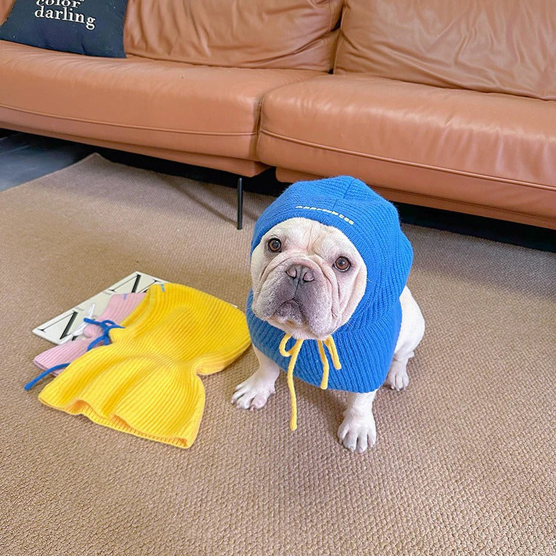 WagLoom Frenchie Knitted Snood Hat – Colorful Soft Wool Dog Hat