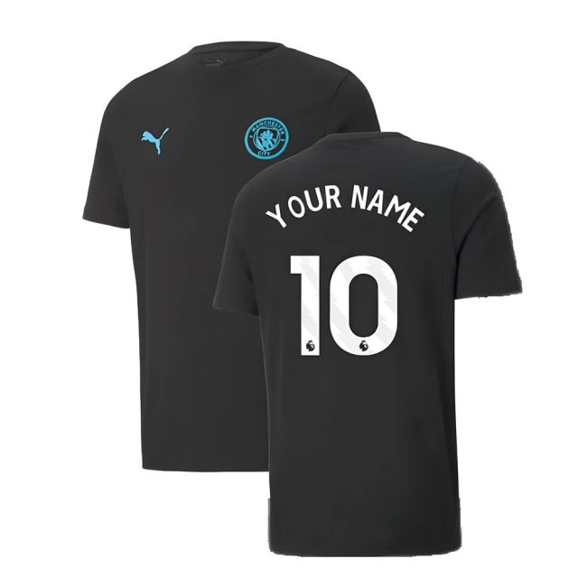 2024-2025 Man City ESS Tee (Black) - Kids (Your Name)