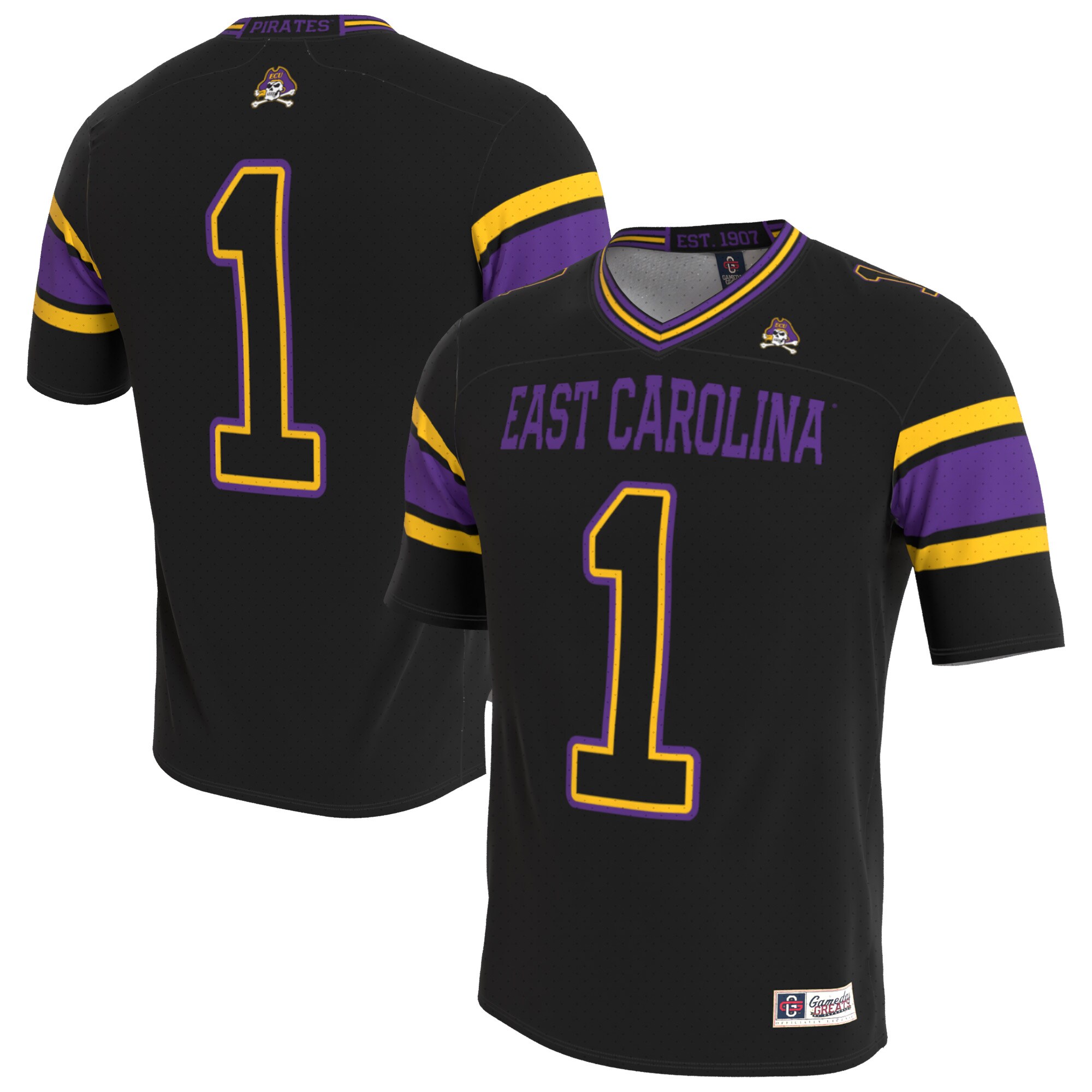 [DDG] ECU Pirates GameDay Greats Youth Lightweight Collegiate Football Blackout Fashion Jersey