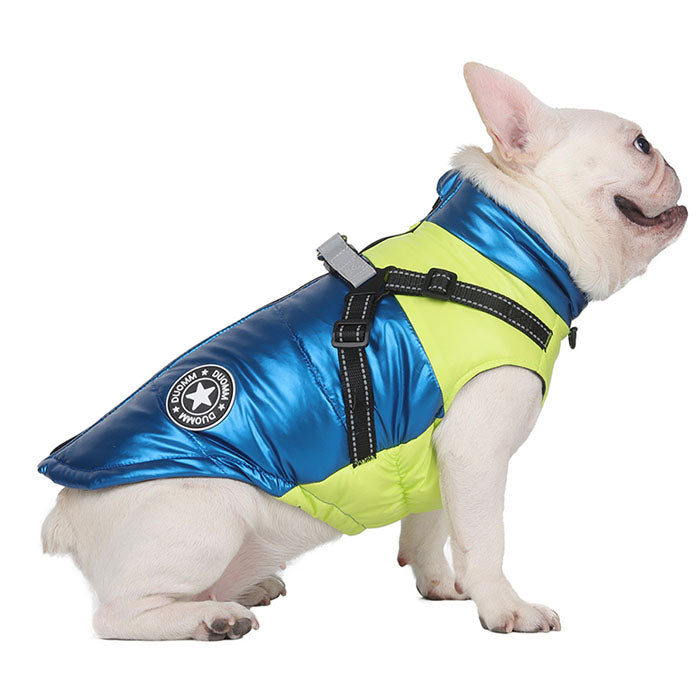Outdoor-Adventure French Bulldog Winter Jacket With Reflective Harnes...