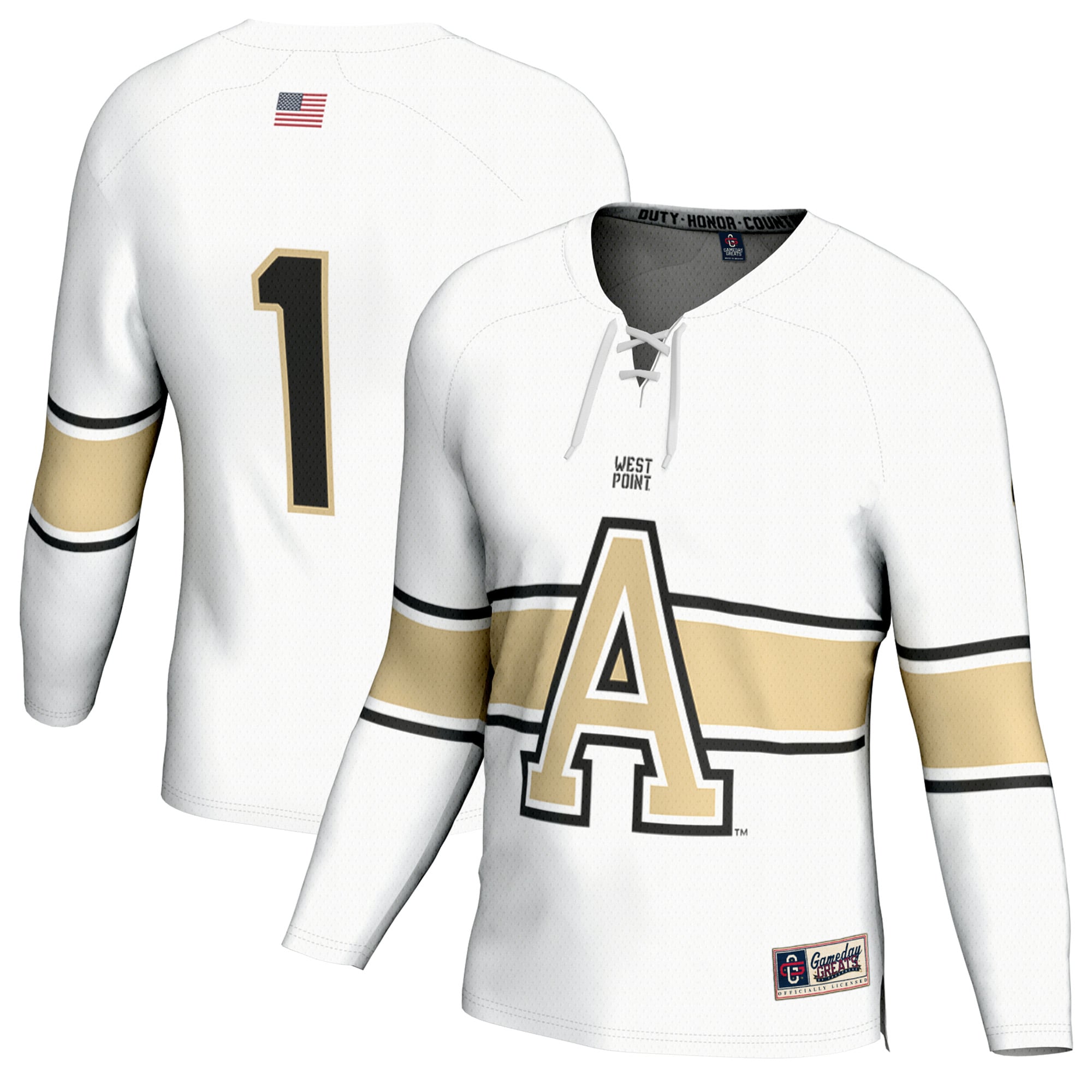 #1 Army Black Knights GameDay Greats Youth Ice Hockey Fashion Jersey - White