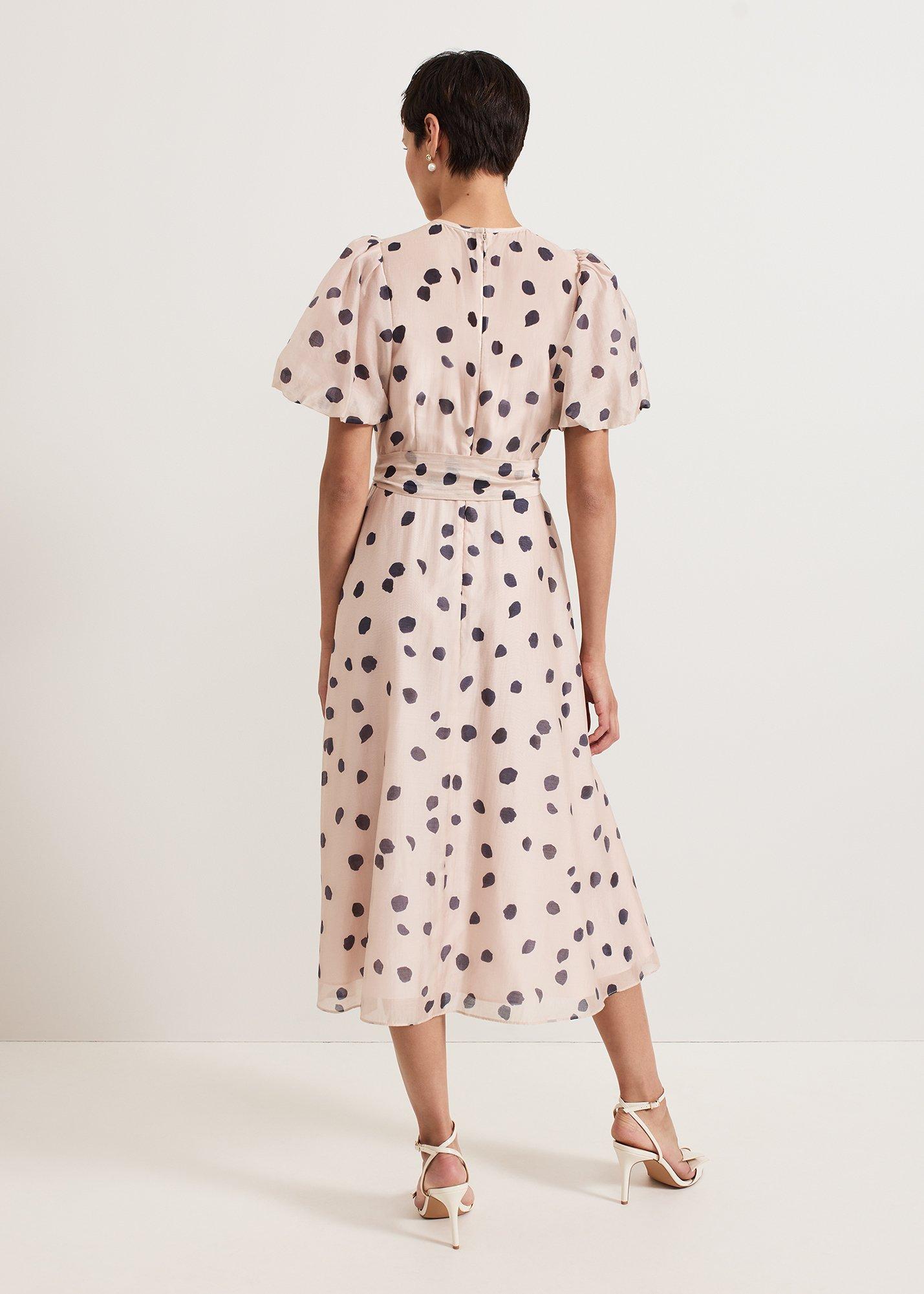 Nicola Spot Ruffle Midi Dress