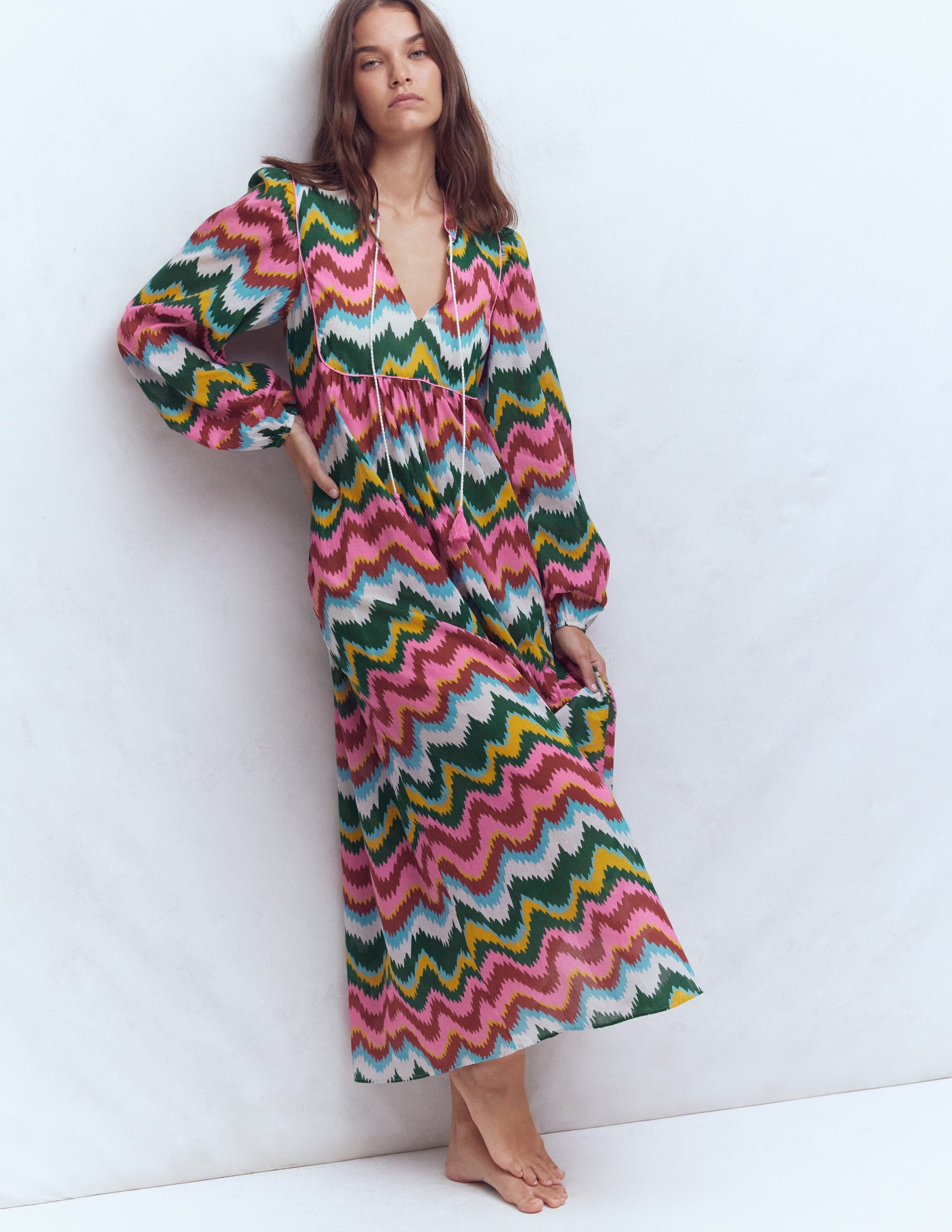Boho Tie Neck Kaftan