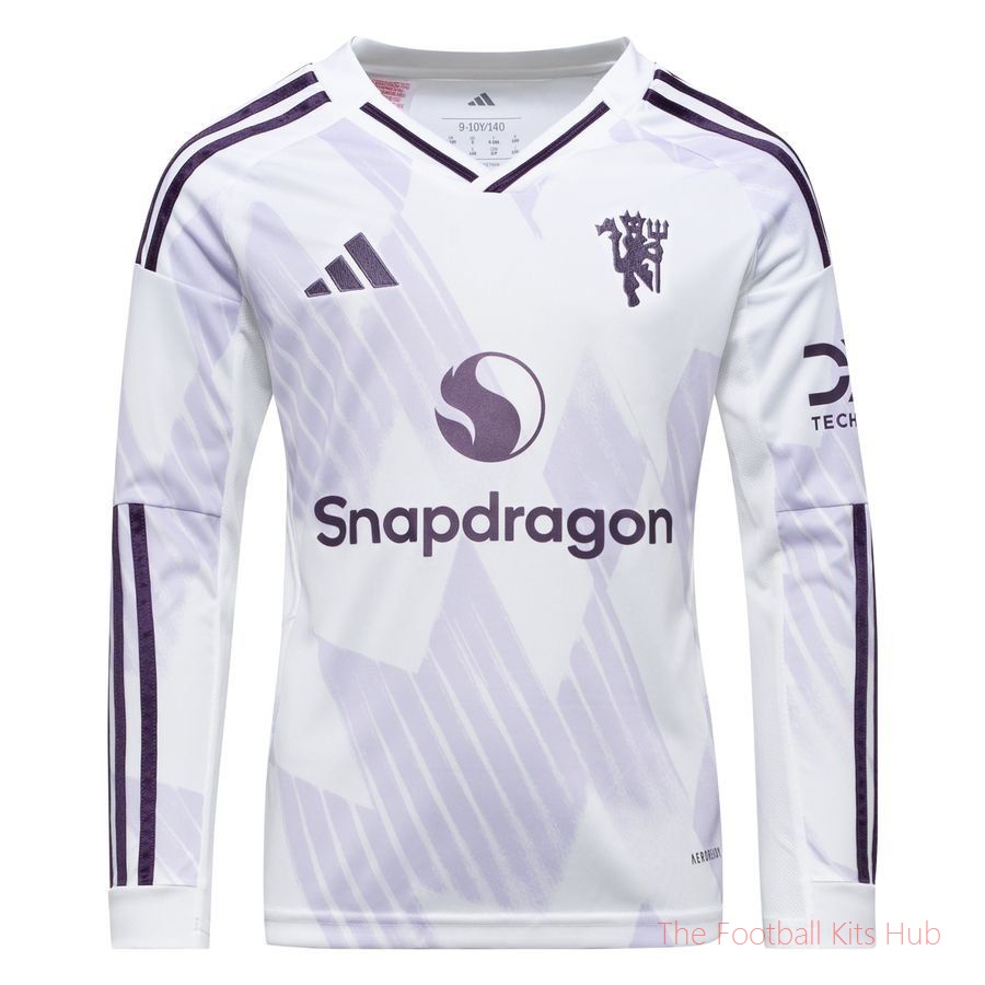 Manchester United Away Shirt 2025/26 Kids Long Sleeves