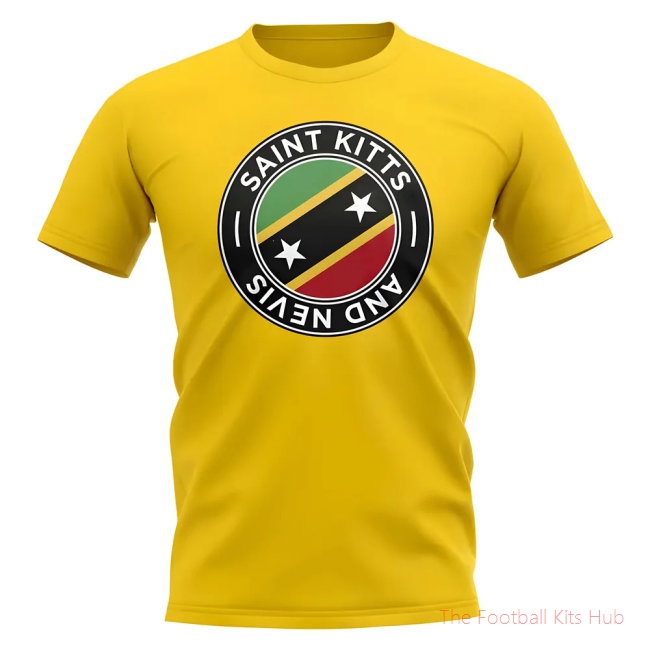 Saint Kitts and Nevis Football Badge T-Shirt (Yellow)