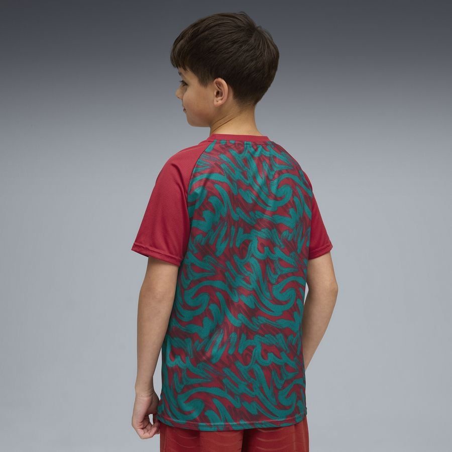 Portugal Training T-Shirt Pre Match World Cup 2026 - Club Red/Green Lagoon Kids
