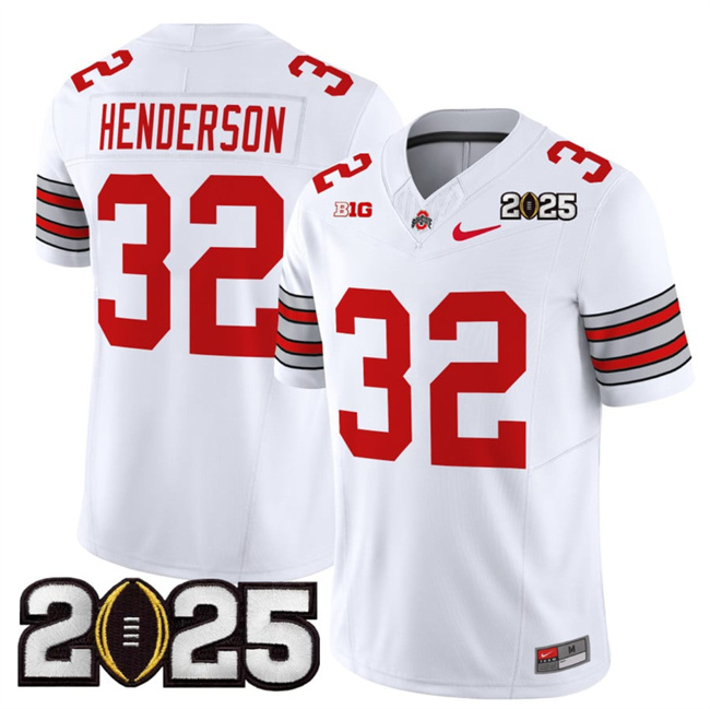 Men's Ohio St Buckeyes White 2025 alternate jersey None #32 away