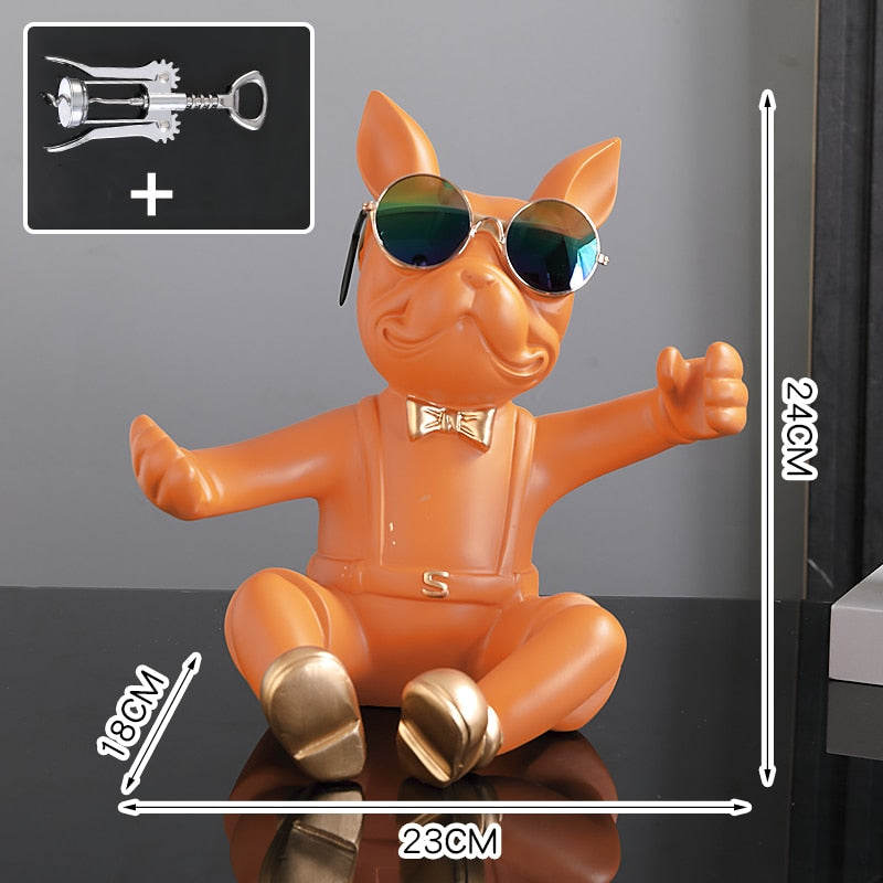 Culture-Inspired Frenchie Statue Wine Rack Corkscrew Wine Opener for ...