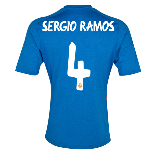 Breathable 13-14 Real Madrid 4 Sergio Ramos Away Blue Soccer Jersey