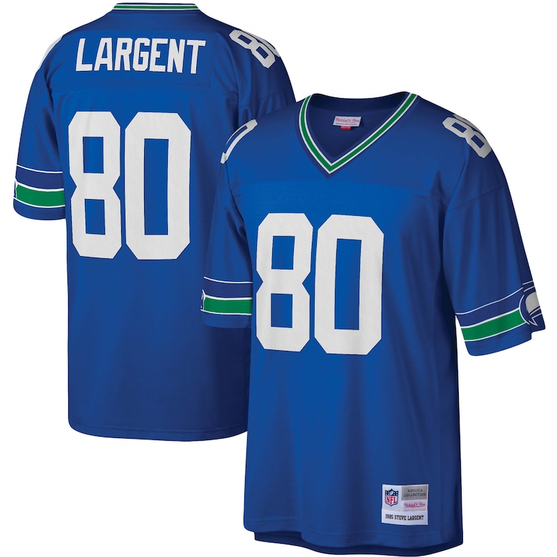 None Steve Largent Record-Breaker SEA Seahawks Premium-Quality Jersey