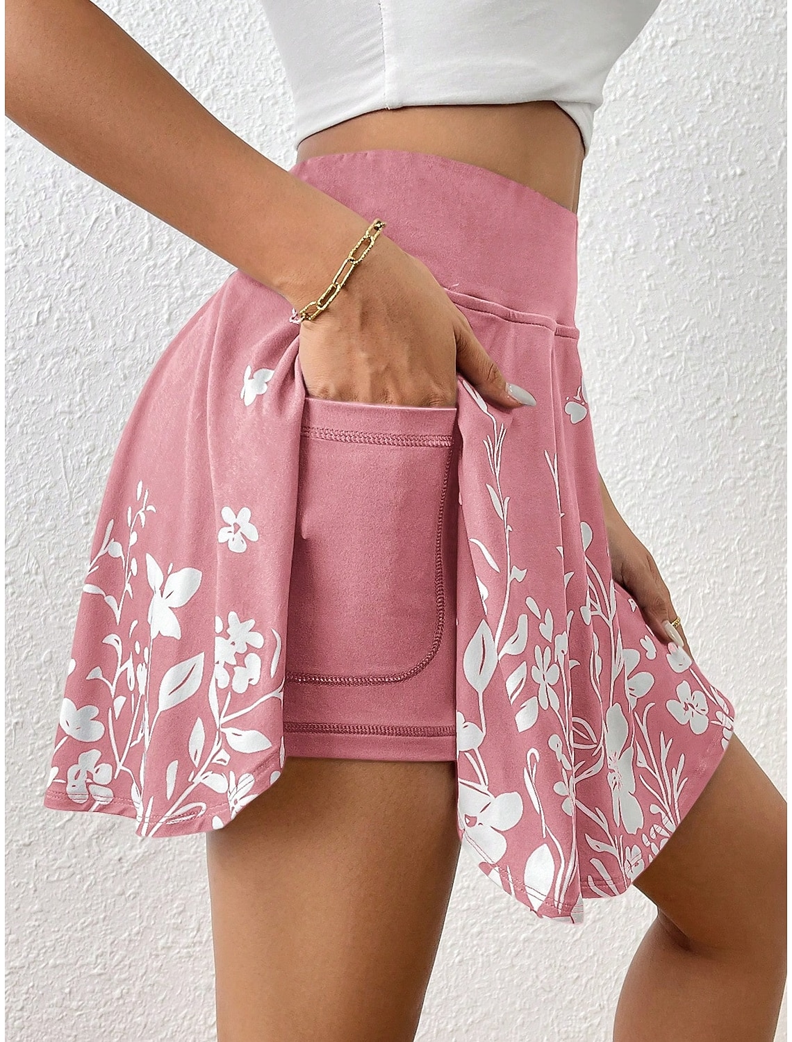 Women's Short Skirt culottes Slim Fashion Casual Mini High Waist Skirts Floral Graphic Stretchy Daily Pink Navy Blue Sky Blue Gray Summer Polyester