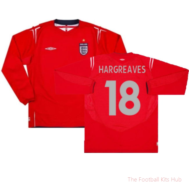 England 2004-06 Away L/S Shirt (XXL) (Excellent) (Hargreaves 18)