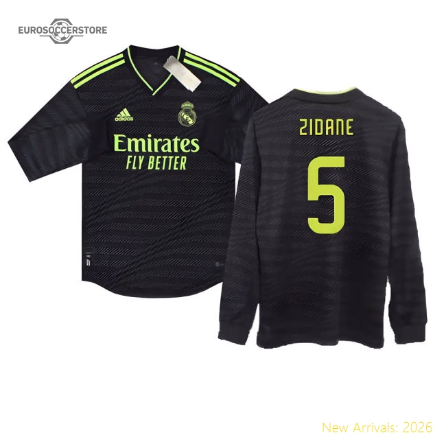 Premium 2022-2023 Real Madrid Authentic Long Sleeve Third Shirt (Zidane