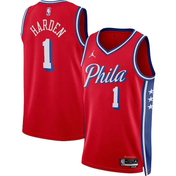 Premium James Harden PHI NBA Jersey - Red - Official NBA Merchandise