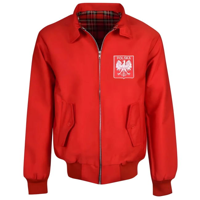 Poland Red Harrington Jacket Netherlands Quality Netherlands