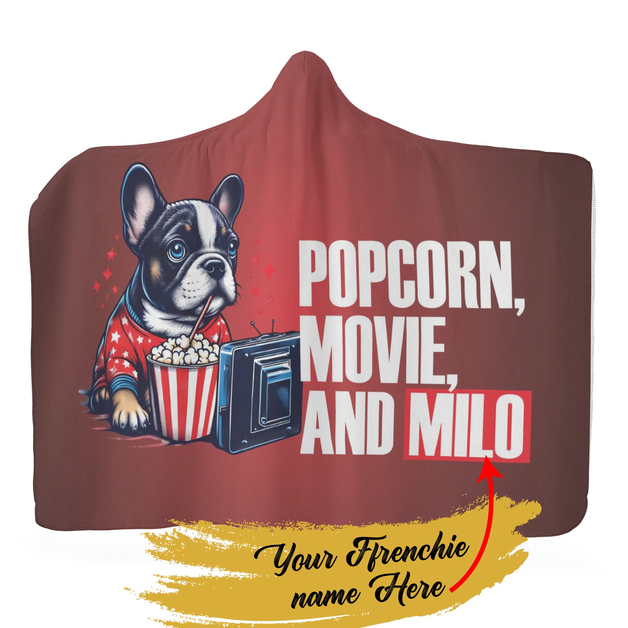 Custom Hooded Blanket with Frenchies Name - Hooded Blanket