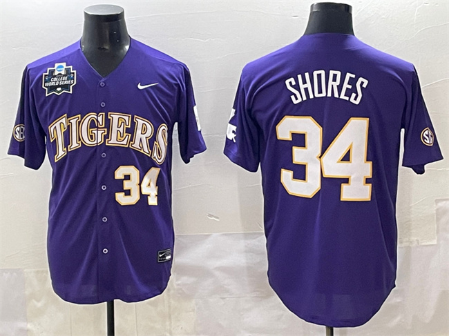 Men's LSU LA Tigers Purple 2025 moisture wicking Chase Shores #34