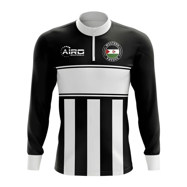 Western Sahara Concept Football Half Zip Midlayer Top (Black-White)