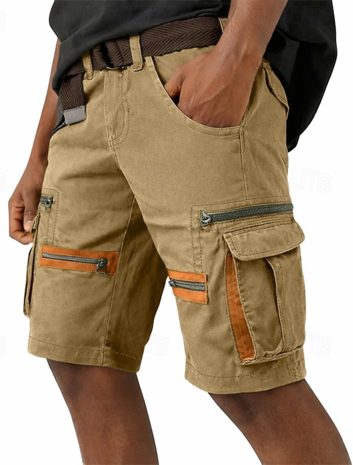 Men's Tactical Cargo Shorts Casual Pocket Elastic Waist Plain Solid #1
