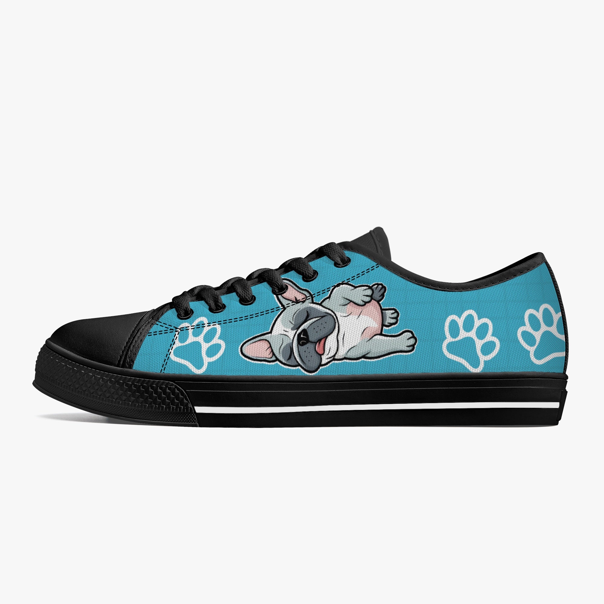French Bulldog Freddie Classic Low Top Canvas Shoes Cozy Paw Wear