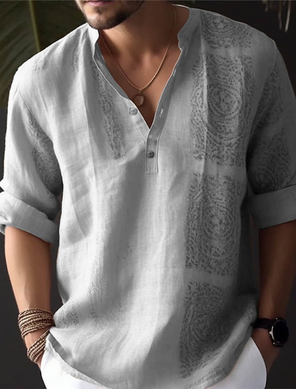 Men's Totem Ethnic Shirt Button Up Long Sleeve Fashion Streetwear