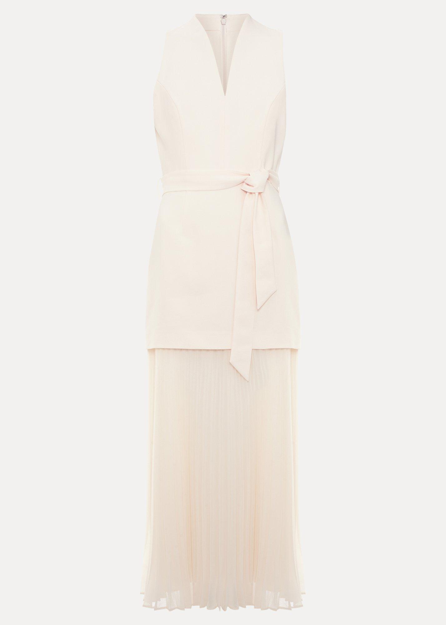 Pia Ivory Tailored Pleated Midi Dress