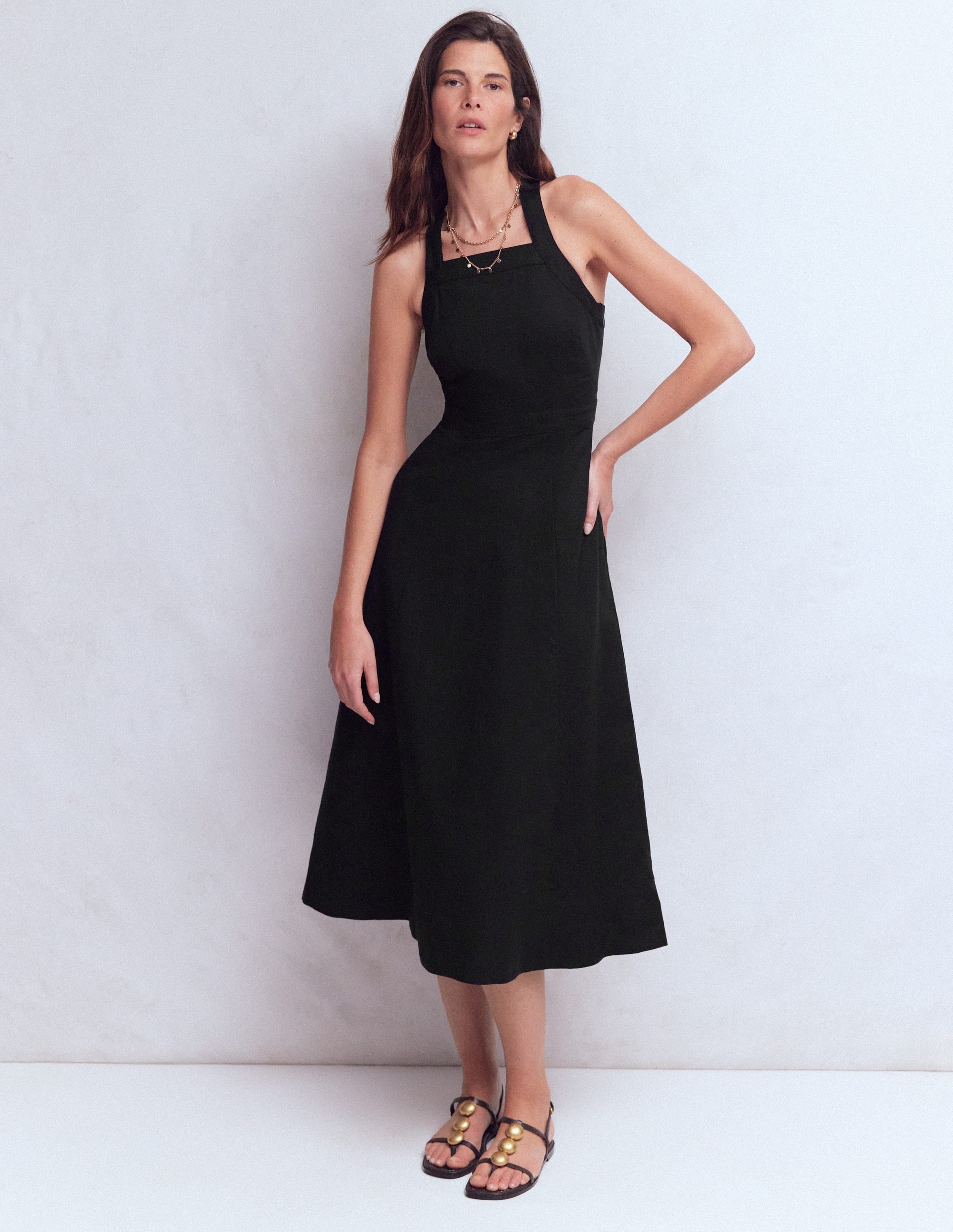 Cross-back Linen Blend Dress