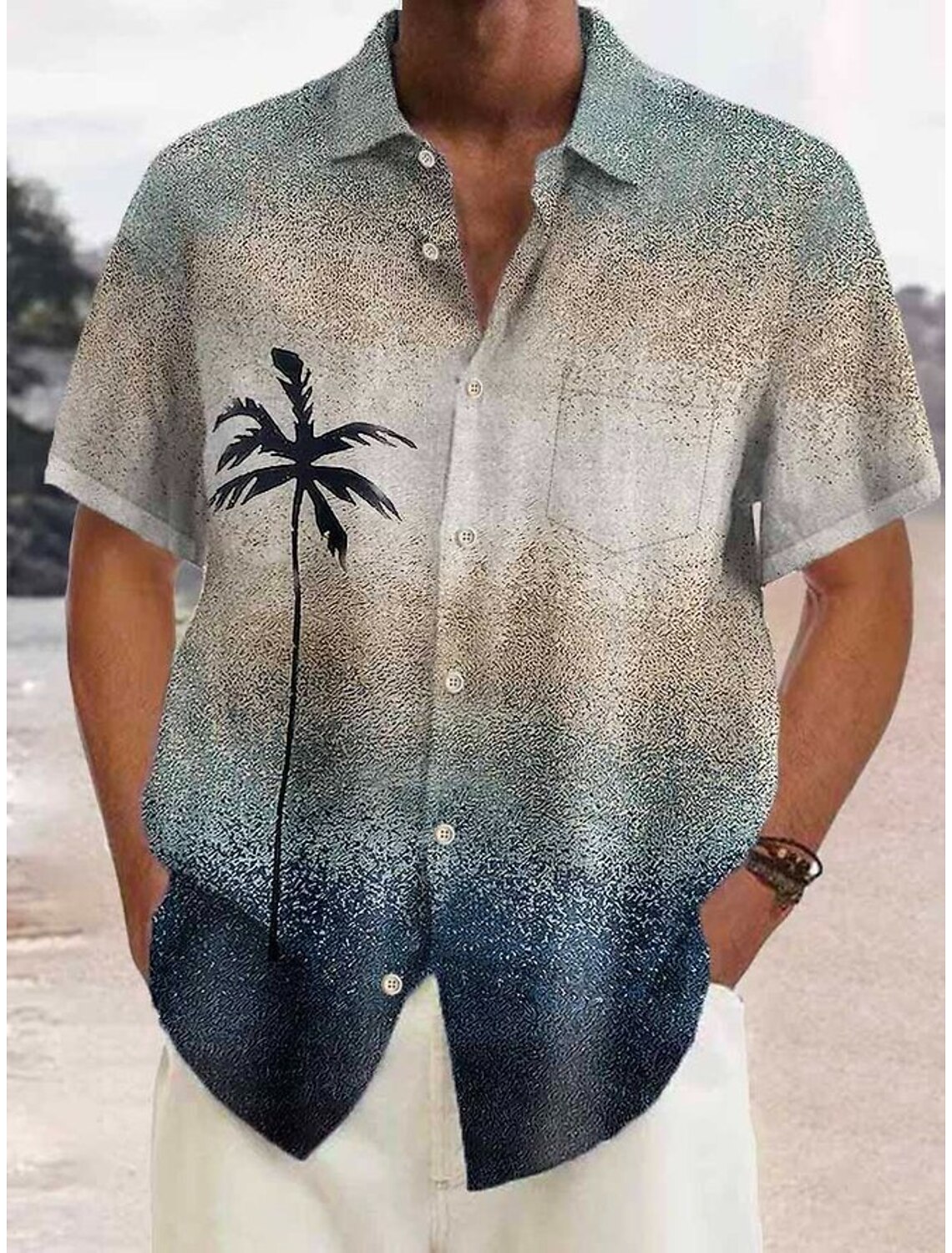 Men's Tie Dye Shirt Button Up Short Sleeve Tropical Fashion Streetwear