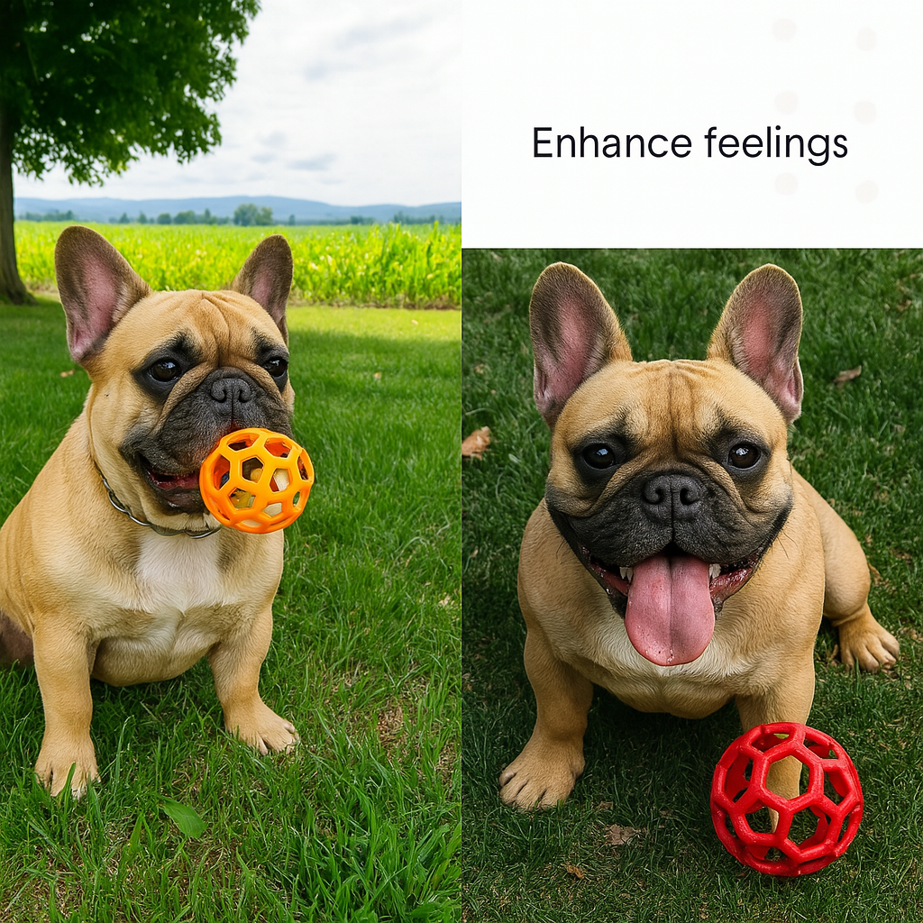 French Bulldog Bellybo Frenchie Ball Toy – Safe Rubber Geometric Bell