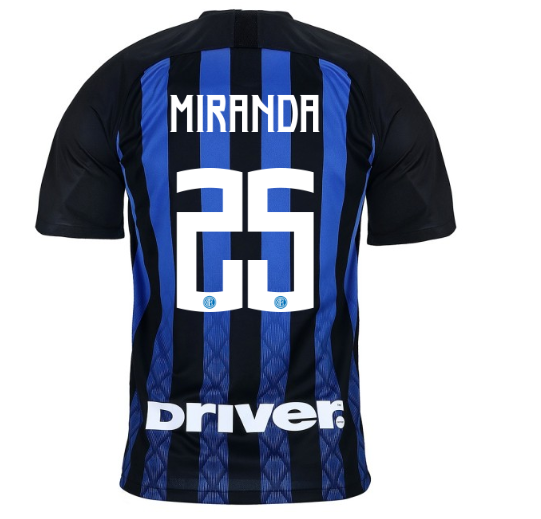 18-19 INTER MILAN MIRANDA 25 HOME SOCCER JERSEY SHIRT - Official