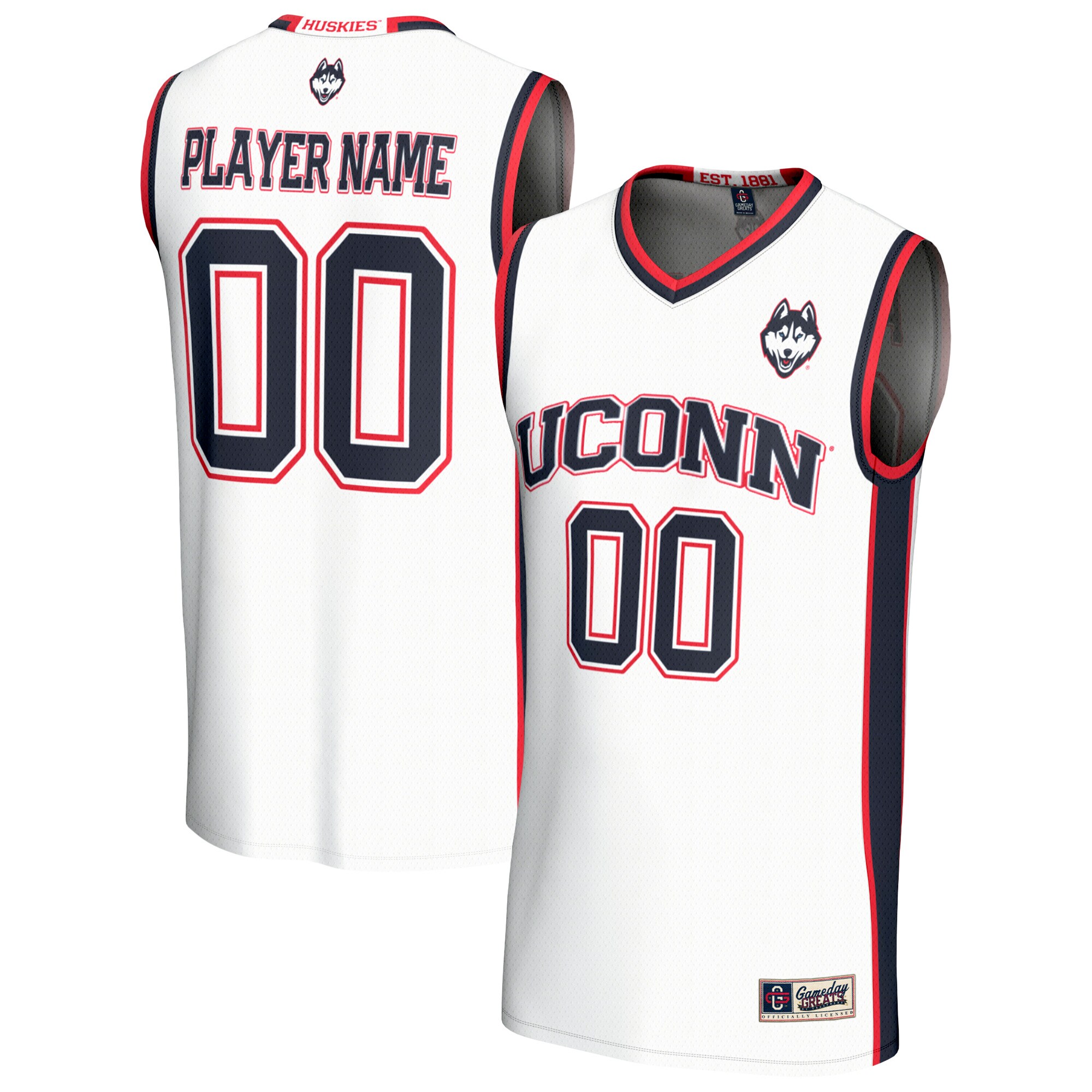 [NJP] UConn Huskies GameDay Greats Youth Lightweight Collegiate Women's Basketball NIL Pick-A-Player Fashion Jersey - White