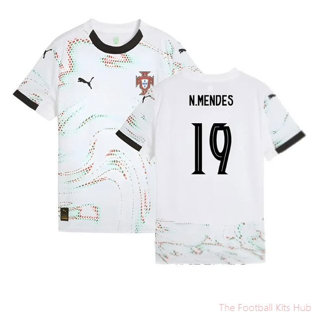 [LK] 2025/26 Portugal Away Shirt (Kids) (N.Mendes 19)