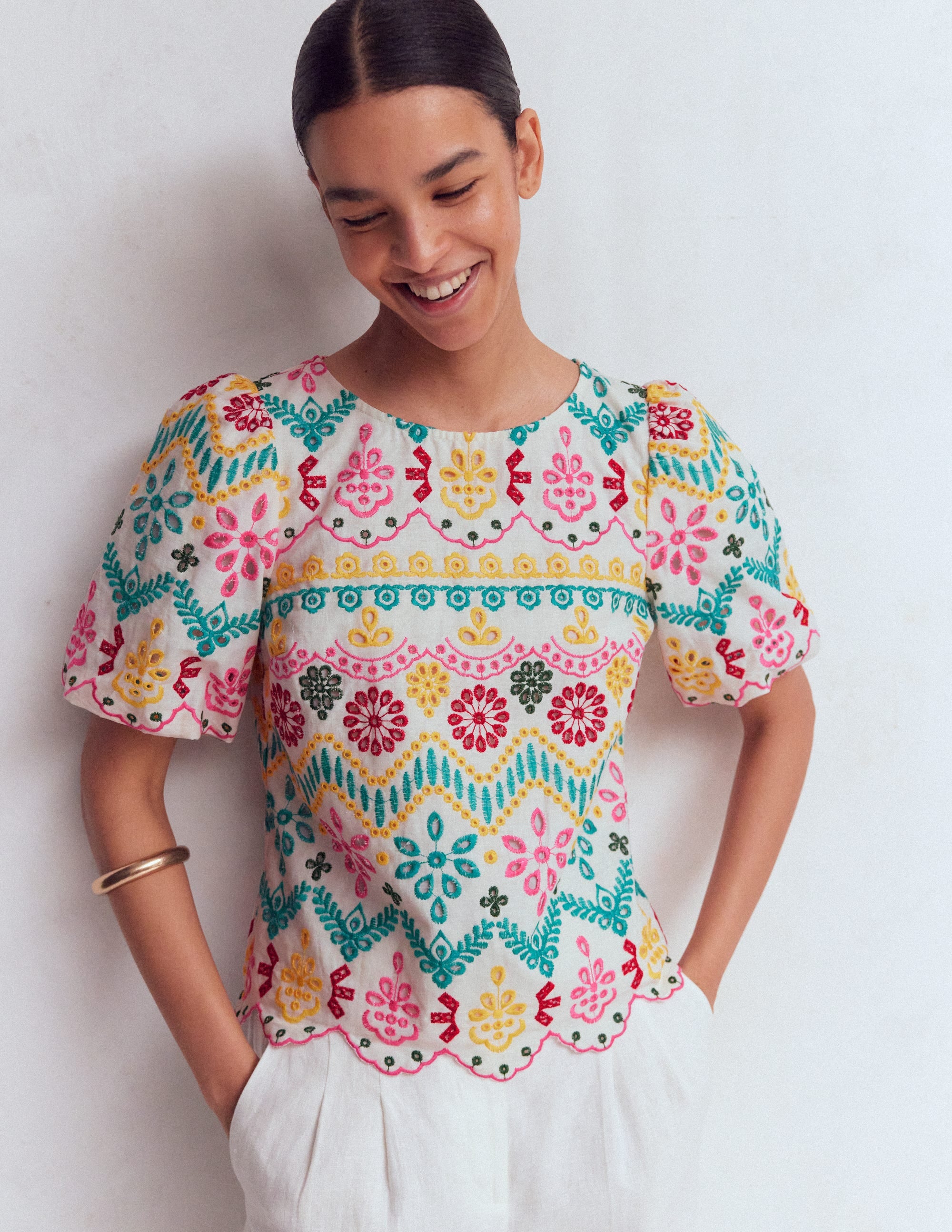 Linen Puff Sleeve Top