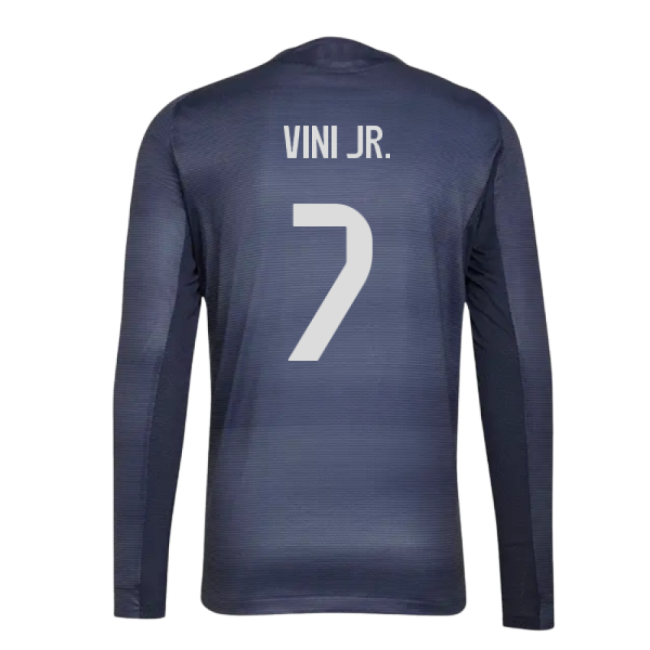 Trending 2025-2026 Real Madrid Long Sleeve Away Shirt (Vini Jr. 7)