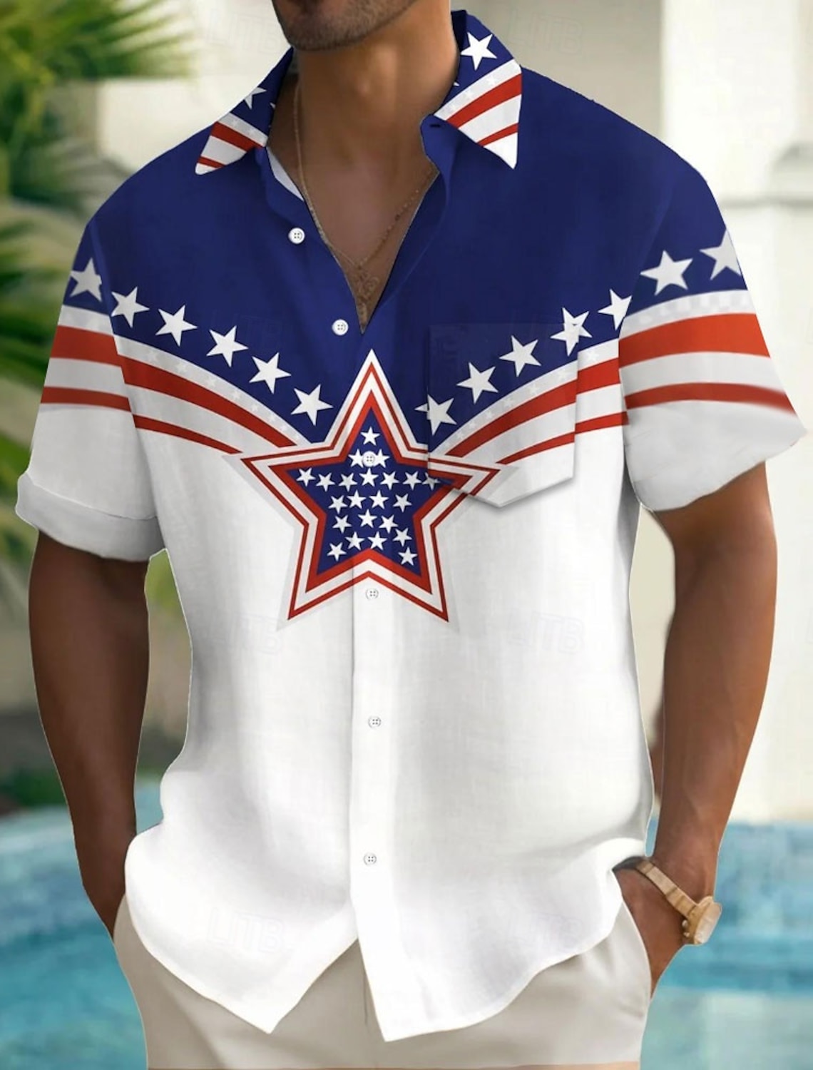 Independence Day Men's American US Flag Patriotic Fourth of July Shirt Summer Shirt Button Up Shirt Short Sleeve Fashion Casual Holiday Summer Spring Turndown 3D Print