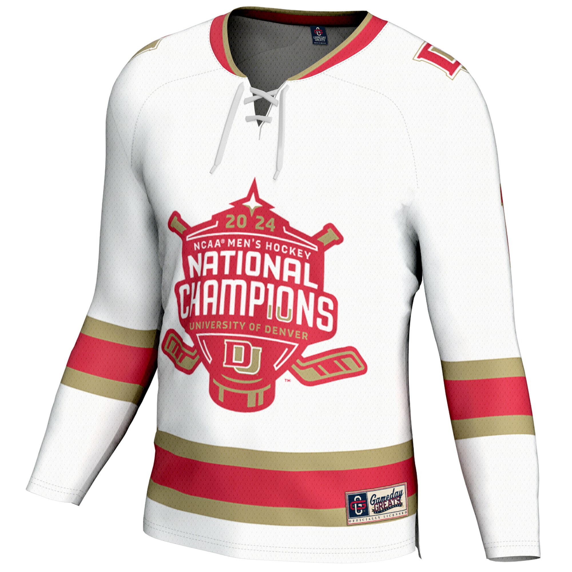 [DDG] Denver Pioneers GameDay Greats 2024 NCAA Men's Ice Hockey National Champions Fashion Jersey - White