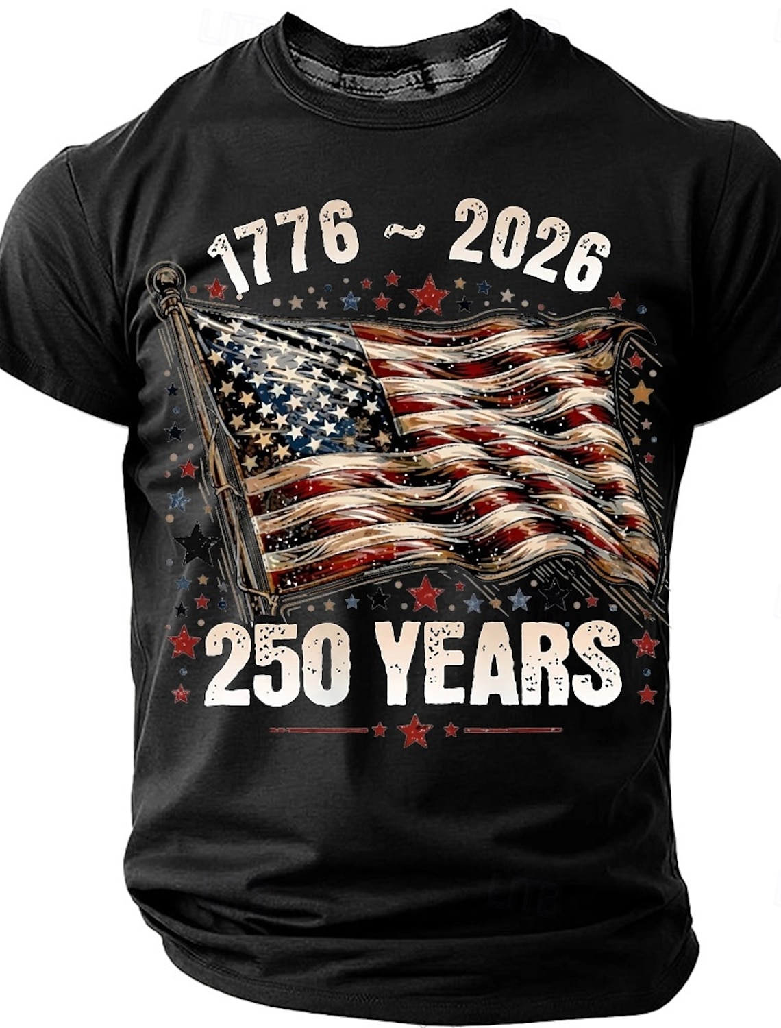 4th of July 2026 250th Memorial Day Men's 3D Print US Flag Crew Neck Short Sleeve T-Shirt Daily Street
