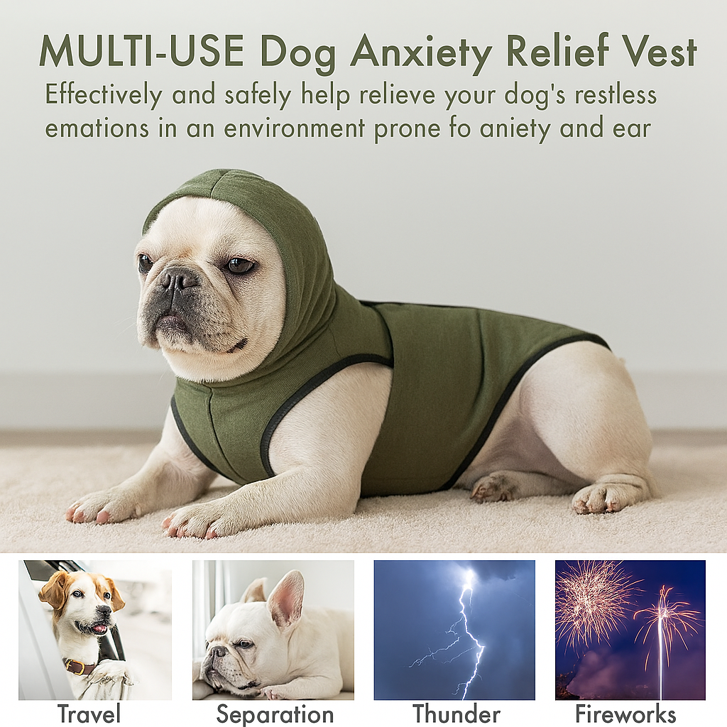 Anxiety Vest – Calming Hooded Jacket For Fireworks For Frenchie Fans