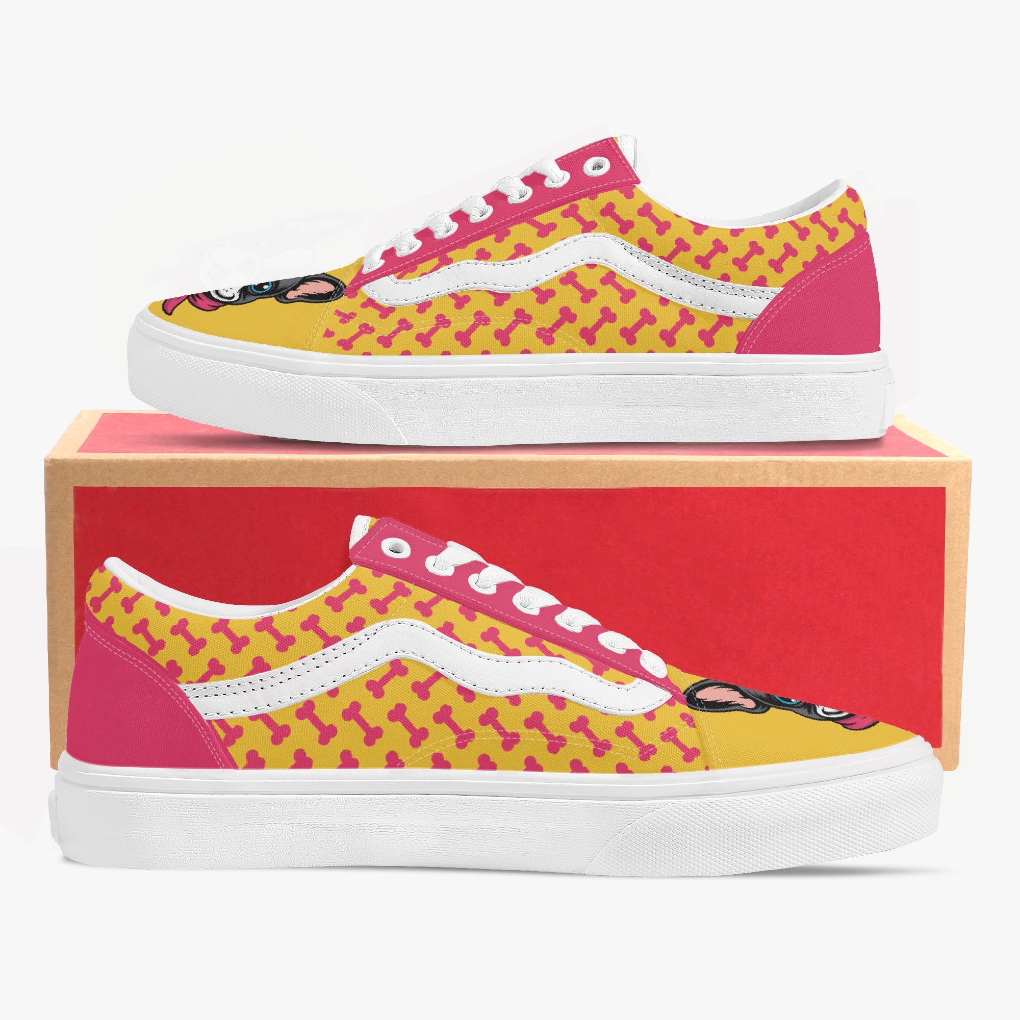 French Bulldog Lover Barkley Trendy Low Top Canvas Sneakers Casual Footwear