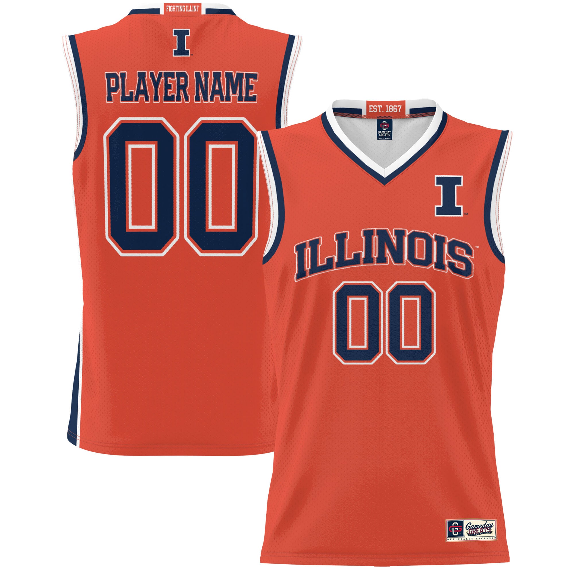[NJP] Women's Illinois Fighting Illini GameDay Greats NIL Pick-A-Player Lightweight Men's Basketball Jersey - Orange