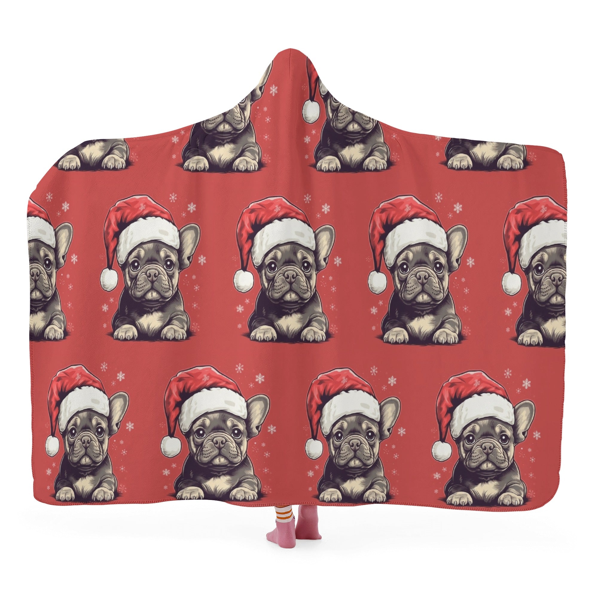 French Bulldog Santa Paw Hooded Blanket Comfy Pet Product