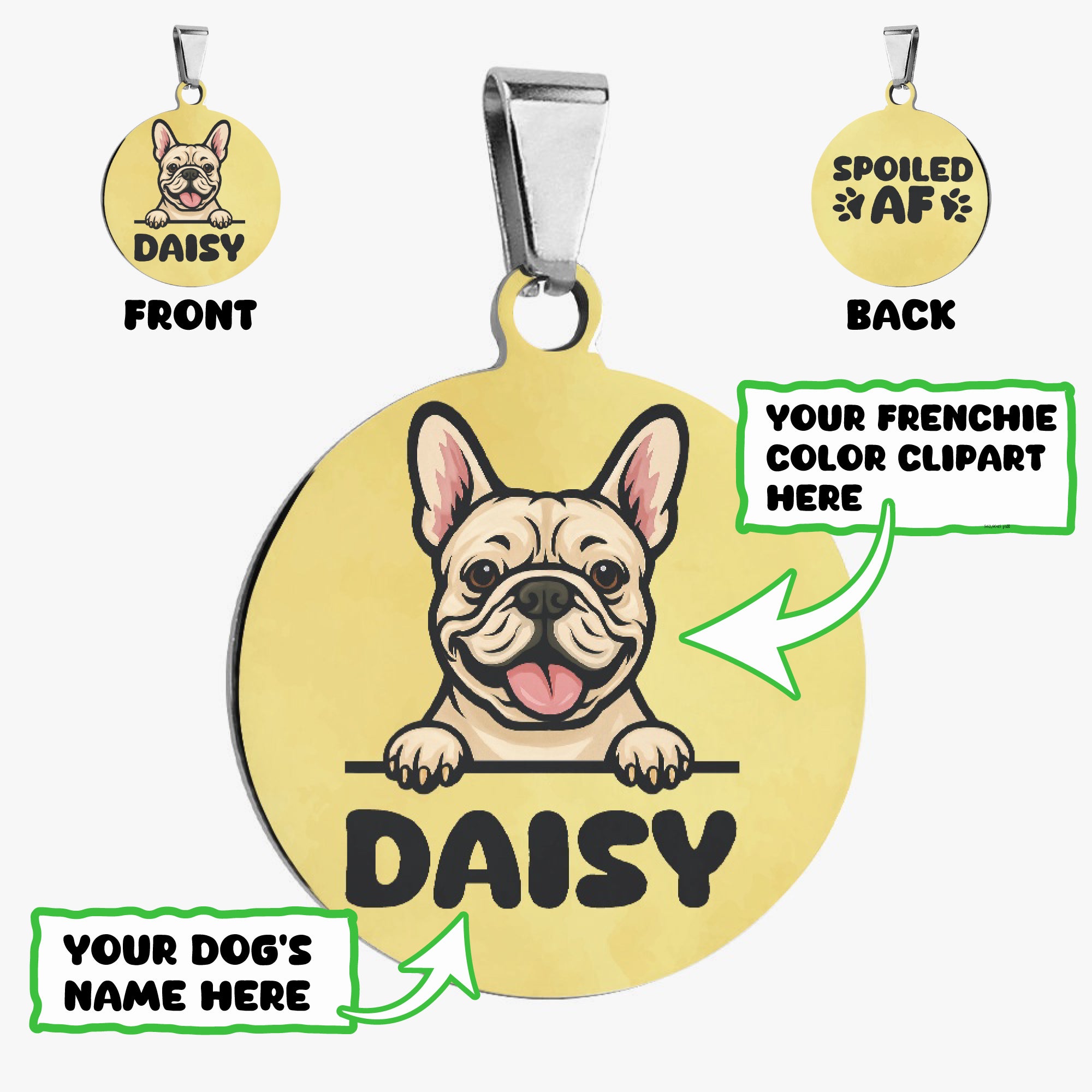 - Comfortable Custom Double-sided French Bulldog Tag Paw Protection