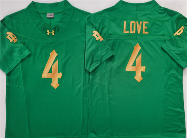Men's ND Irish Green 2025 comfortable Jeremiyah Love #4 high quality