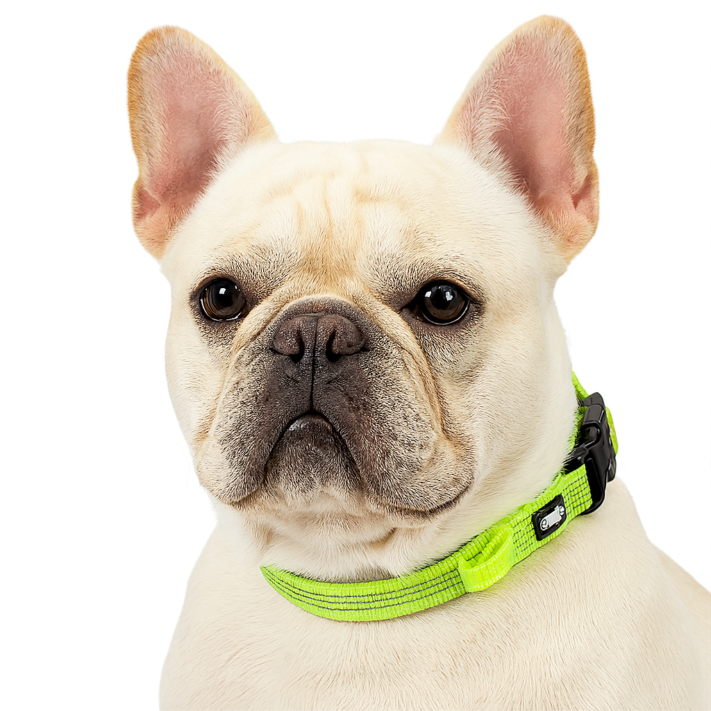 Luxeen Frenchie 3M Reflective Collar – Adjustable Padded Soft Nylon Comfy Neck
