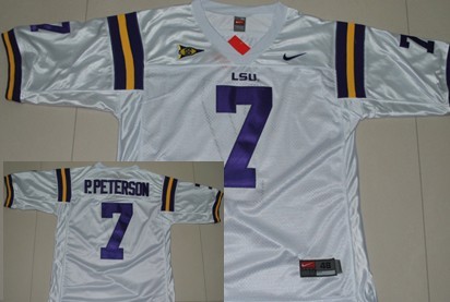 away jersey Men's LSU LA Tigers Patrick Peterson #7 White 2024