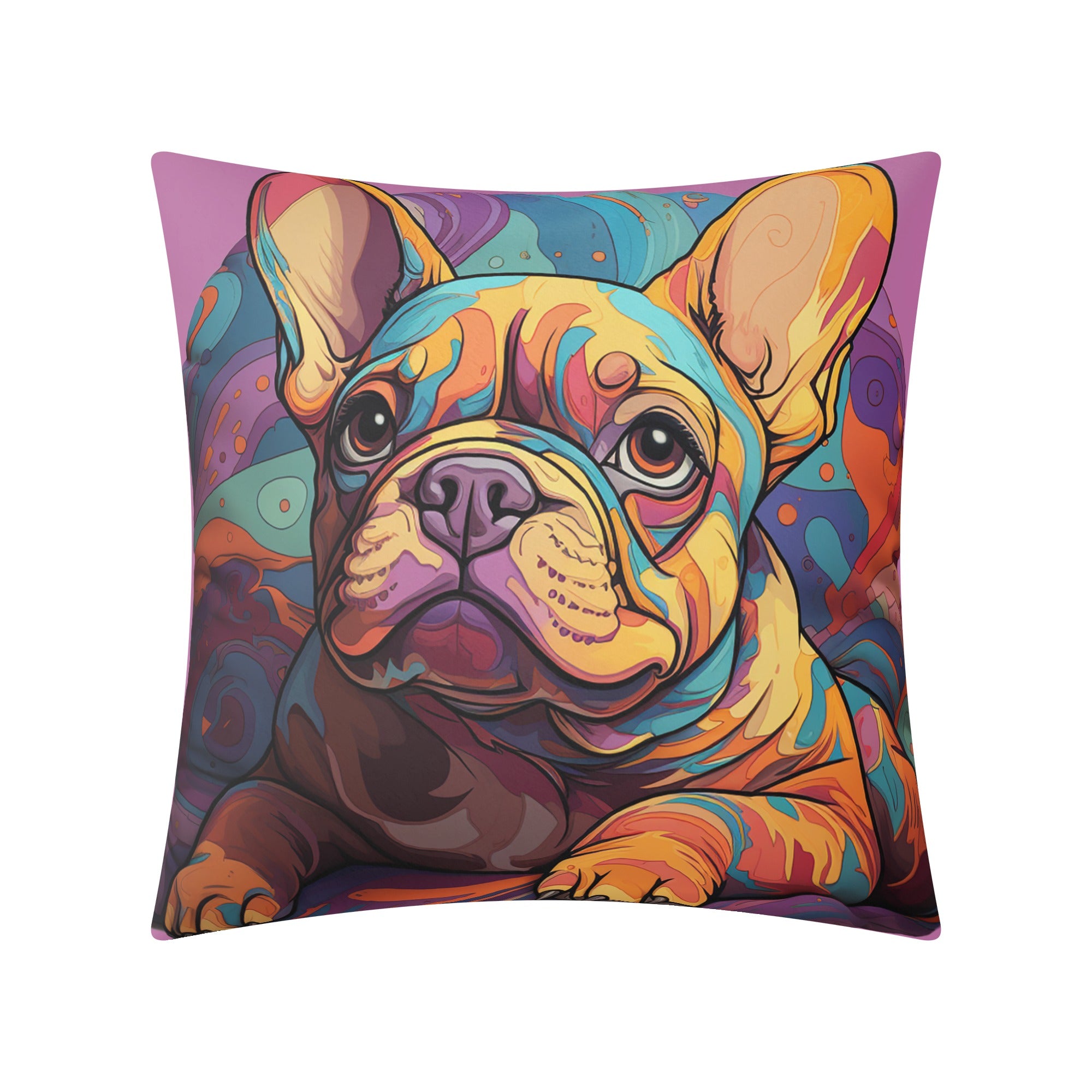 Premium Vibrantly Colorful Frenchies Lovers Pillow Cover for Street